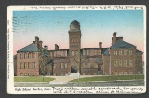 1906 PPC* VINTAGE TAUNTON MA HIGH SCHOOL COPPER WINDOWS & TRIM SM TEAR LEFT SIDE