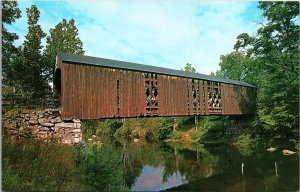 Souhegan River Covered Bridge Milford New Hampshire Scenic Chrome Postcard 