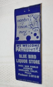 Blue Bird Liquor Store Oakland California Bobtail 20 Strike Matchbook Cover