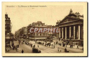 Old Postcard Brussels Stock Exchange and Anspachlaan