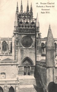 Vintage Postcard Burgos Catedral Fachada Y Puerta Del Sermental Siglo XIII