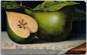Pear Fruit Cut Farm Produce Birthday Card Postcard