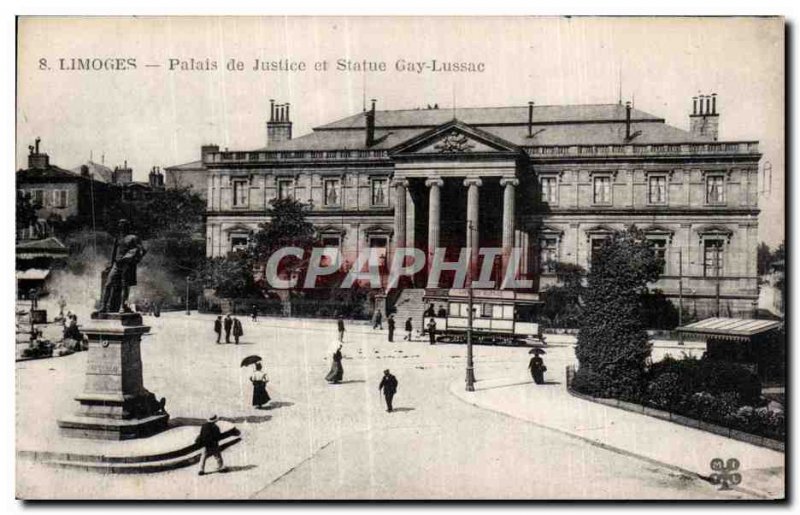 Old Postcard Limoges Courthouse and Statue Gay Lassac