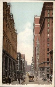 Pittsburgh PA Trolley Fifth Ave #12126 c1910 Detroit Publishing Postcard