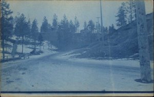 Sunnyside WA Cancel Road View c1910 Cyanoptype Real Photo Postcard