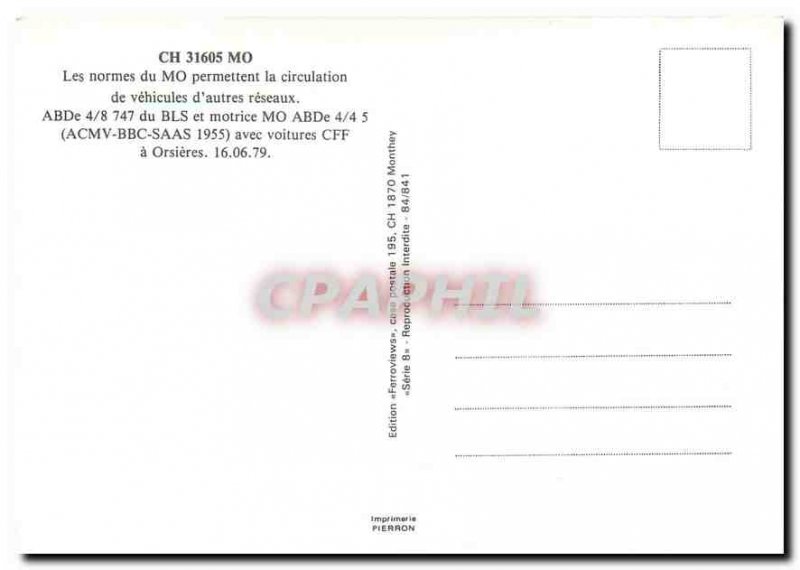 Postcard Modern Tram abde August 4 747 of BLS and motor MO abde 4 4 ??5