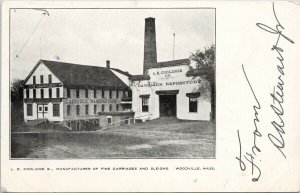 L.E. Coolidge Co. Woodville MA Carriages Sleighs c1907 Postcard F34