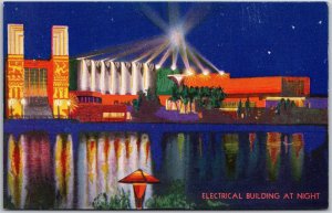 Electrical Building At Night Century Of Progress Chicago Int'l Expo Postcard