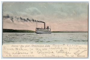 1904 Steamer New York Chautauqua Lake Ferry Ship River Posted Vintage Postcard