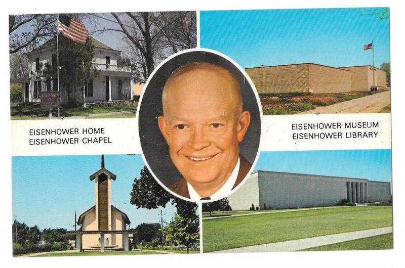 KS Abilene Eisenhower Center Multiview Portrait Inset Postca