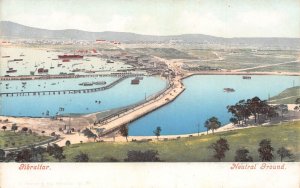 L256 Gibraltar Neutral Ground. bridge, boats vintage postcard