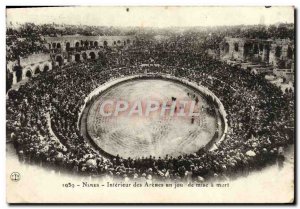 Old Postcard Nimes Arenes Interior of one day put to death Bullfight