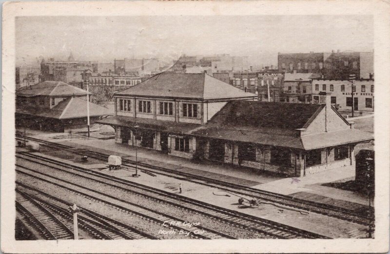 CPR Depot North Bay Ontario ON Train Railway Station c1922 RPO Postcard H58