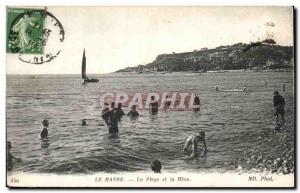 Old Postcard Le Havre beach and Heve