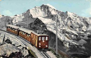 Bahn Incline Railroad Train Schynige Platte Jungfrau Switzerland 1958 postcard