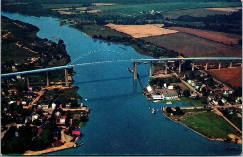 Vtg Chespeake City Bridge Over Chesapeake & Delaware Canal DE Postcard