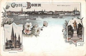 BG19240 gruss aus bonn ship bateaux germany litho