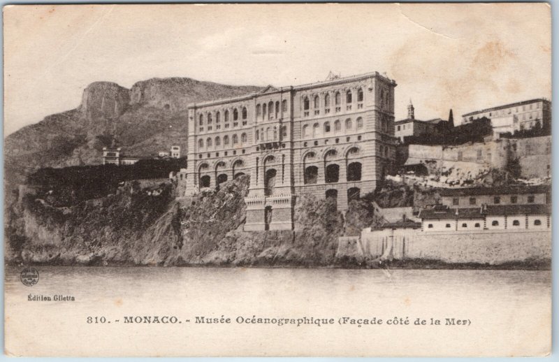 c1910s Monaco Oceanographic Museum Postcard Musée Océanographique Sea Cliff View