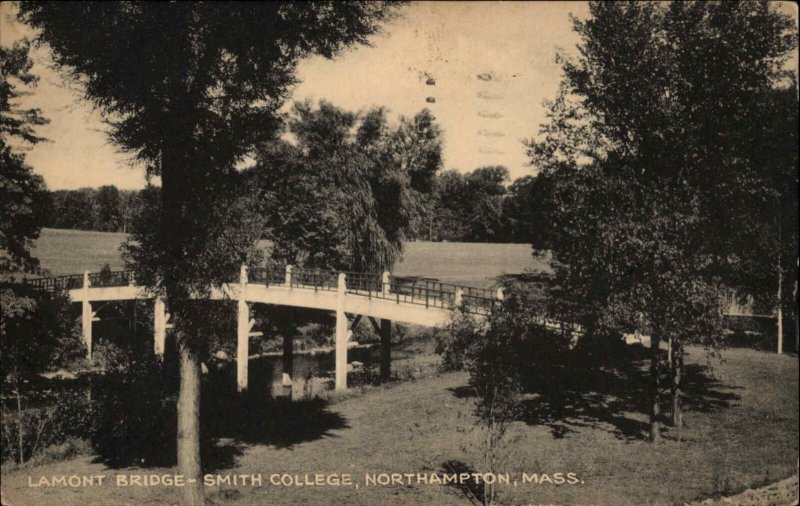 Northhampton Massachusetts MA Foot Bridge Scenic 1930s-50s Postcard