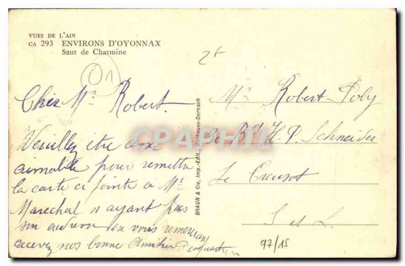 Old Postcard From Around Oyonnax Jump Charmine