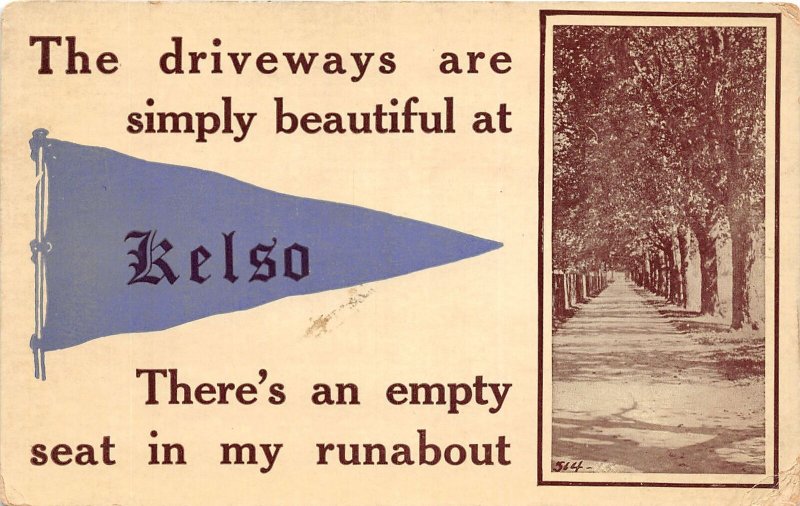 J47/ Kelso Indiana Pennant Postcard c1910 There's an Empty Seat  164