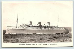 Postcard Furness Bermuda Line Q.T.E.V. Queen of Bermuda Ship RPPC Real Photo B36