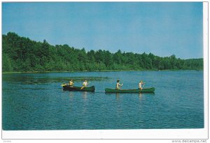 Boy Scouts in canoes , Lake Coan, Camp 12 Pines , New York , 50-60s