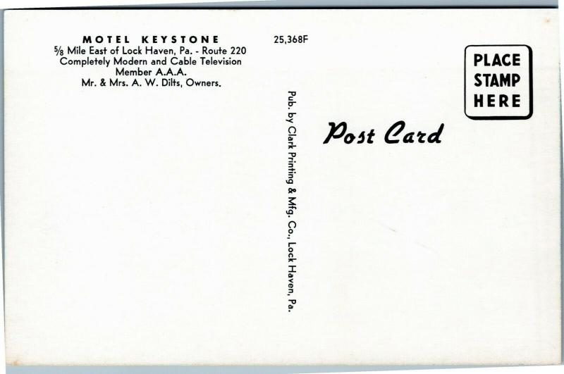 Motel Keystone Lock Haven Pennsylvania Route 220