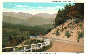 Vintage Postcard Looking Down Spruce Hill Elizabethtown And Keene Adirondack NY