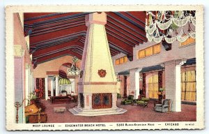 1930s CHICAGO ILLINOIS THE EDGEWATER BEACH HOTEL WEST LOUNGE POSTCARD 46-271