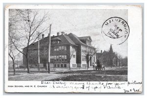 High School Building York Nebraska NE 1906 UDB Postcard U1