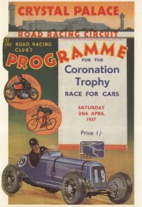 Racing Car Grand Prix Crystal Palace 1937 Coronation Trophy Postcard