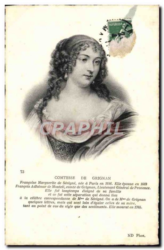 Old Postcard Countess of Grignan