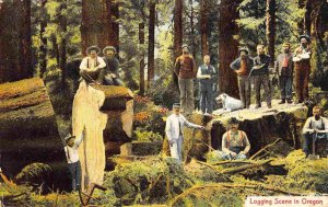 Lumberjacks Logging Scene Oregon 1910c postcard