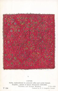 Elizabethan Embroidered Satin Cover Victoria & Albert Museum Postcard