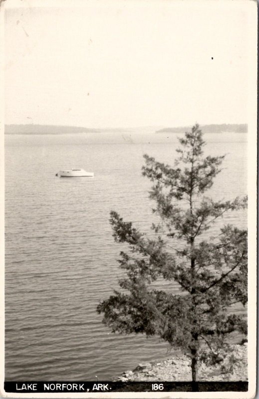 AR Lake Norfolk Arkansas  Boating Scene RPPC Postcard Y16
