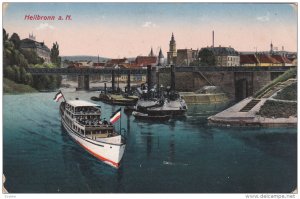 HEILBRONN, Baden-Wurttemberg, Germany, 1900-1910's; Boats, Bridge