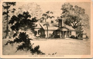 Ash Lawn Home James Monroe Antique Postcard PM Malden Massachusetts MA Cancel 