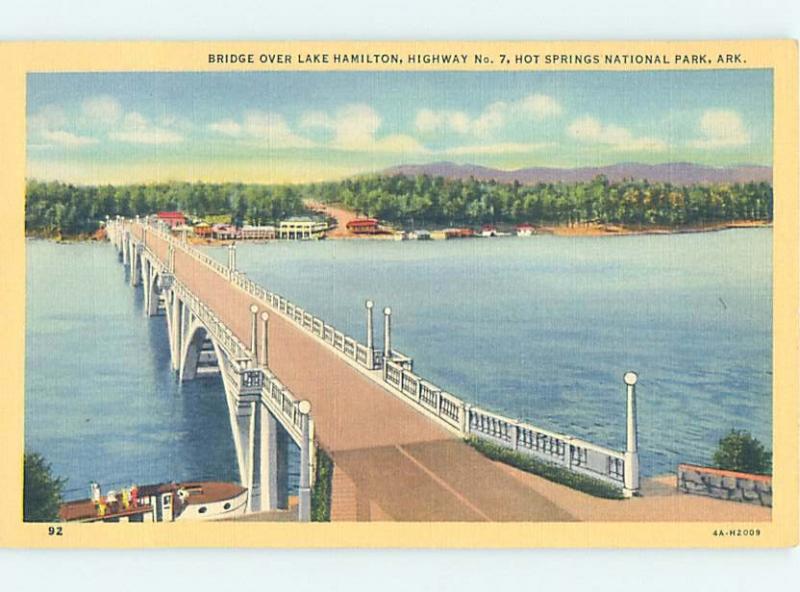 Unused Linen BRIDGE SCENE Hot Springs National Park Arkansas AR H8203