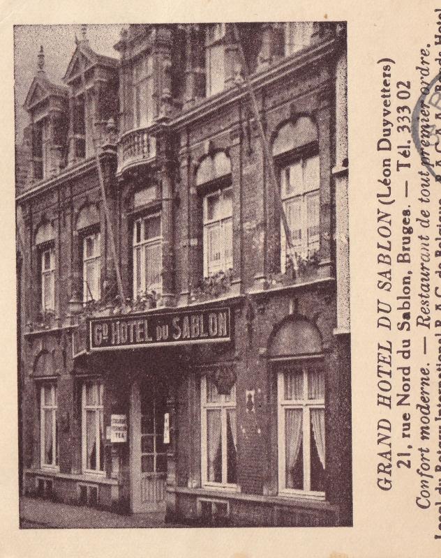 Grand Hotel Du Sablon Bruges Belgium 1940s Ephemera