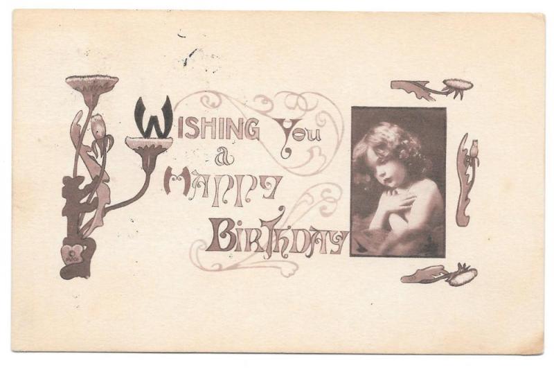 Happy Birthday Art Nouveau Vntg 1911 Majestic Publ Postcard