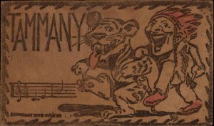 Leather - TAMMANY Music Native American Indian & Tiger - Poltical Ref? Postcard