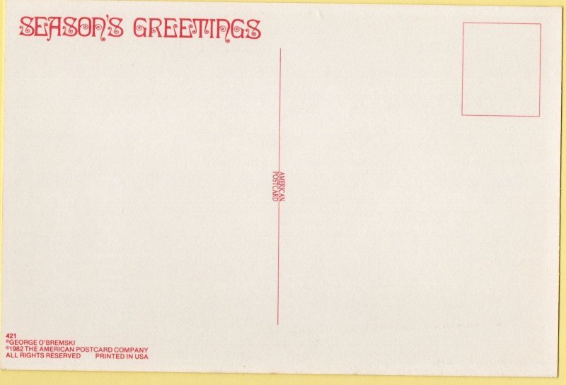 Seasons Greetings Risque Female Tease 1982 Christmas Postcard George O'B...
