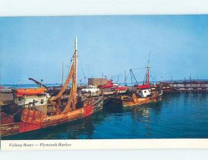 Unused Pre-1980 OLD CARS BY BOATS AT BOAT DOCK Plymouth Massachusetts MA F4394