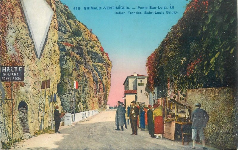 Lot of 15 postcards Italian-French border officer & scenic Grimaldi-Ventimiglia 