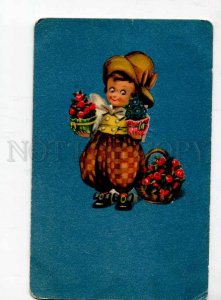 262123 ART DECO Boy FASHION Seller of Flowers Vintage postcard