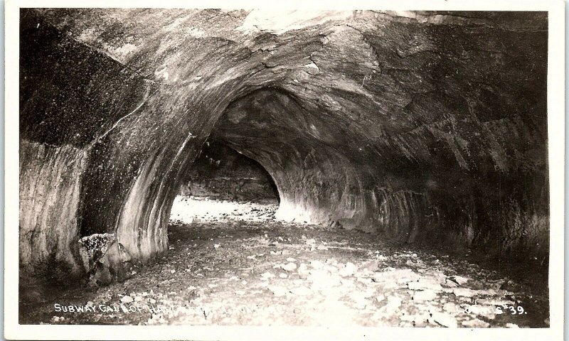 RPPC CA Subway Cave Of Hat Creek Lava Tube Old Station Real Photo Postcard BC