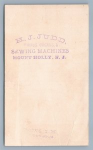 MT. HOLLY NJ ANTIQUE VICTORIAN TRADE CARD SEWING MACHINES CO. ADVERTISING