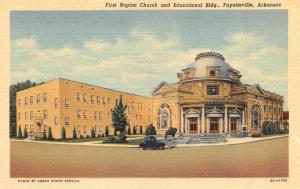 FAYETTEVILLE, AR Arkansas FIRST BAPTIST CHURCH~Educational Bldg c1940's Postcard