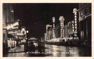 H18/ Reno Nevada RPPC Postcard 1947 N. Virginia Street Night Clubs